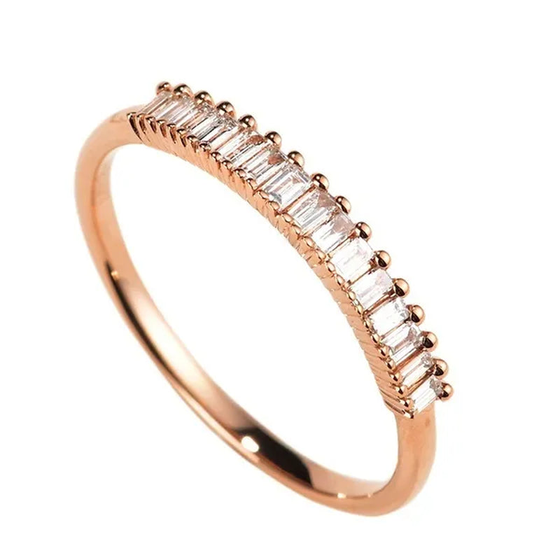 Women Fashion Dainty 18k gold plated Cube Diamond Rings Wedding Engagement Party Rings
