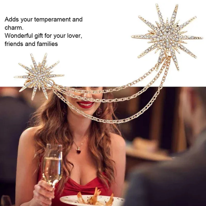 Snowflake Shaped Brooch Alloy Tassel Chain Brooch Lady Jewelry Accessory