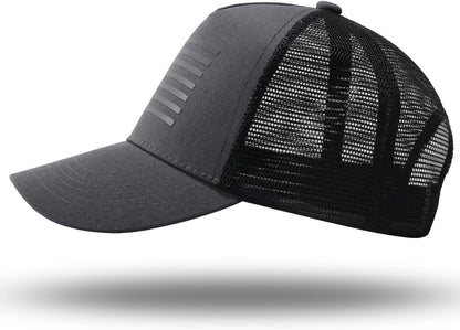 American Flag Trucker Hat - Snapback Hat, Baseball Cap for Men Women - Breathable Mesh Side, Adjustable Fit - for Casual Wear