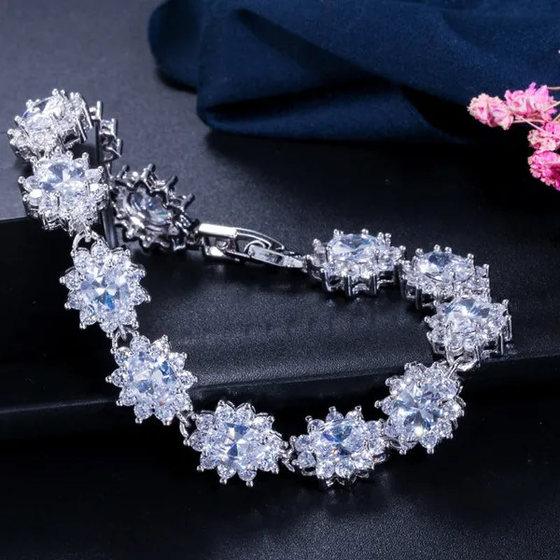 CANDICE 2023 New Fashion Women Silver Jewelry With Multicolor Crystal and CZ Bracelets Bangles 18cm