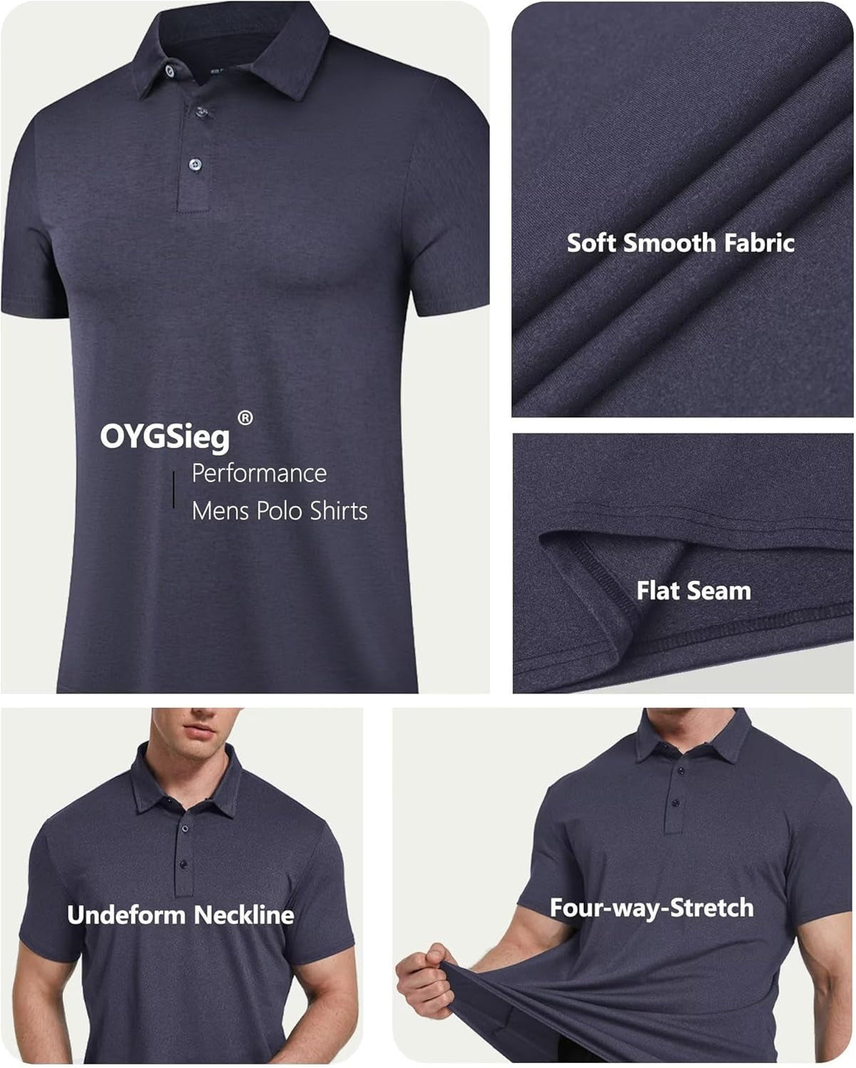 6 Pack Mens Polo Shirts Performance Short Sleeve Golf Shirt Moisture Wicking Athletic Casual Collared T-Shirt