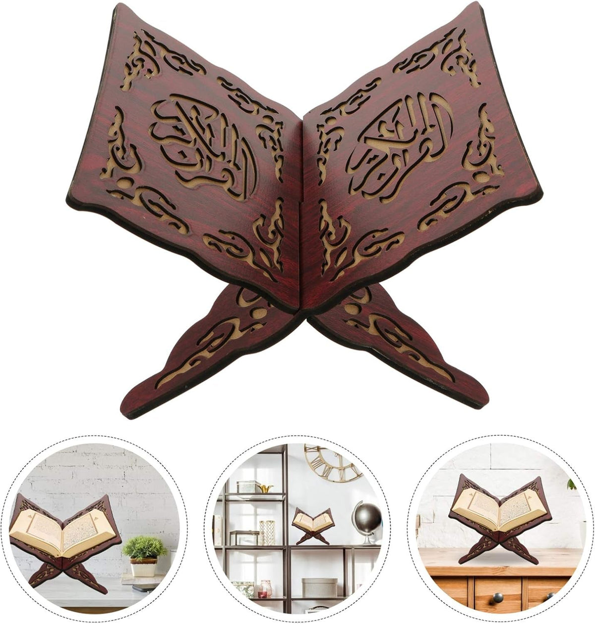 Wooden Quran Stand 11.4 X 8.2 Inches Stand Muslim Bible Holder Islam Foldable Rehal Bible Magazine Cookbook Rehal for Quran Display Holder Islam Religious Gift