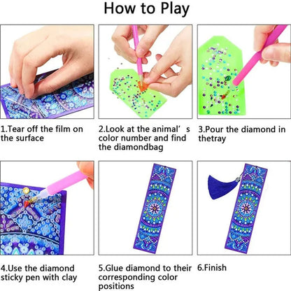 5D Diamond Painting Bookmark Kits DIY Special Shaped Diamond Painting Bookmark with Tassel Craft Supplies