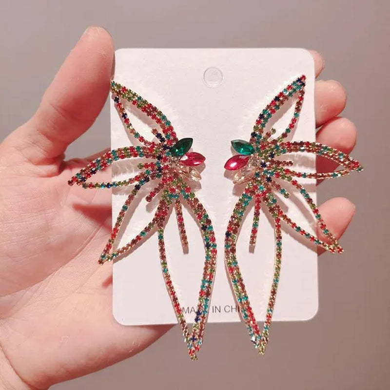 New Exaggerated Rhombus Glitter Crystal Diamond Earrings Creative Fashion Ladies Pendant Earrings Jewelry