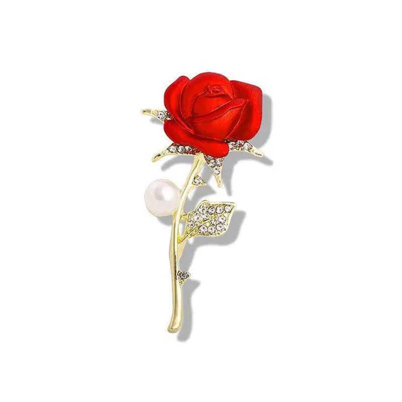 Fashion Diamond Inlaid Rose Brooch Temperament Elegant Flower Tassel Brooch Clothing Accessories Pin Clothing Brooch
