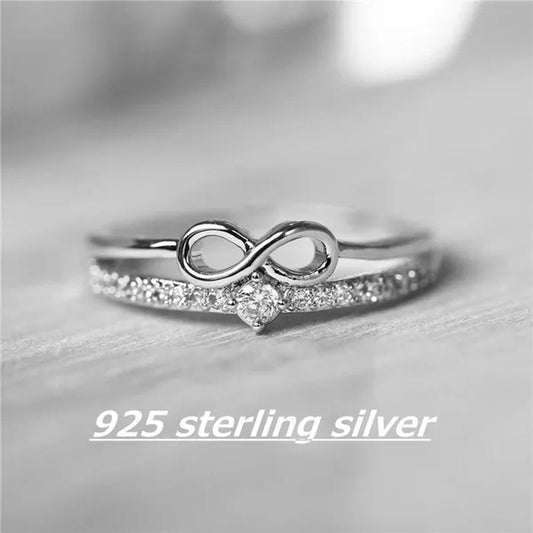 Fashion Silver colorRing for Women Diamond Infinity Love Rings Engagement Wedding Ring Party Female Jewelry Promise Rings Wedding Band Size 5-11 Bague Femme