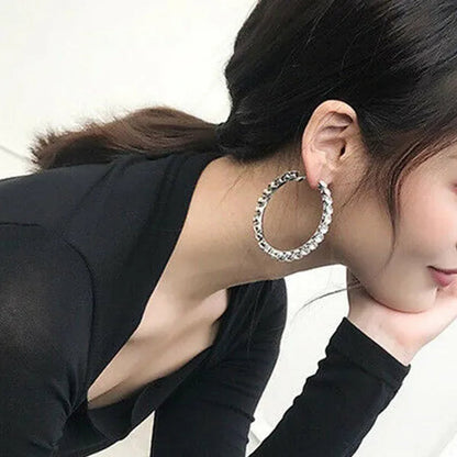 Fashion Silver Color Round Hoop Earrings for Women Romantic Bride Jewelry Wedding Accessories Party Gift