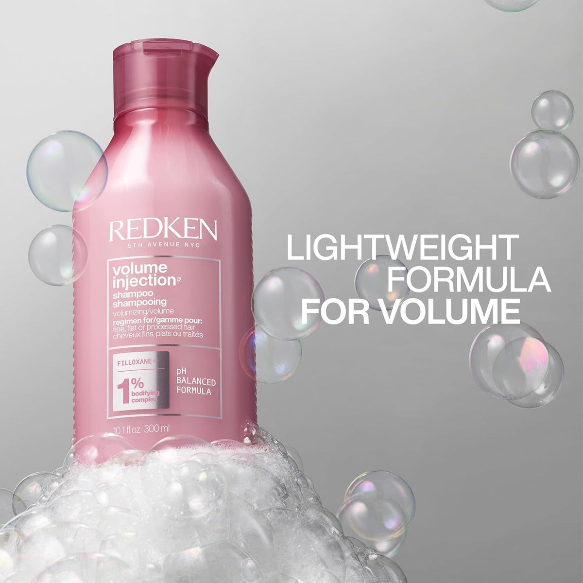 Redken Volume Injection Shampoo for Fine Hair - Adds Lift & Body, Volumizing & Detangling without Weighing Down, Paraben Free