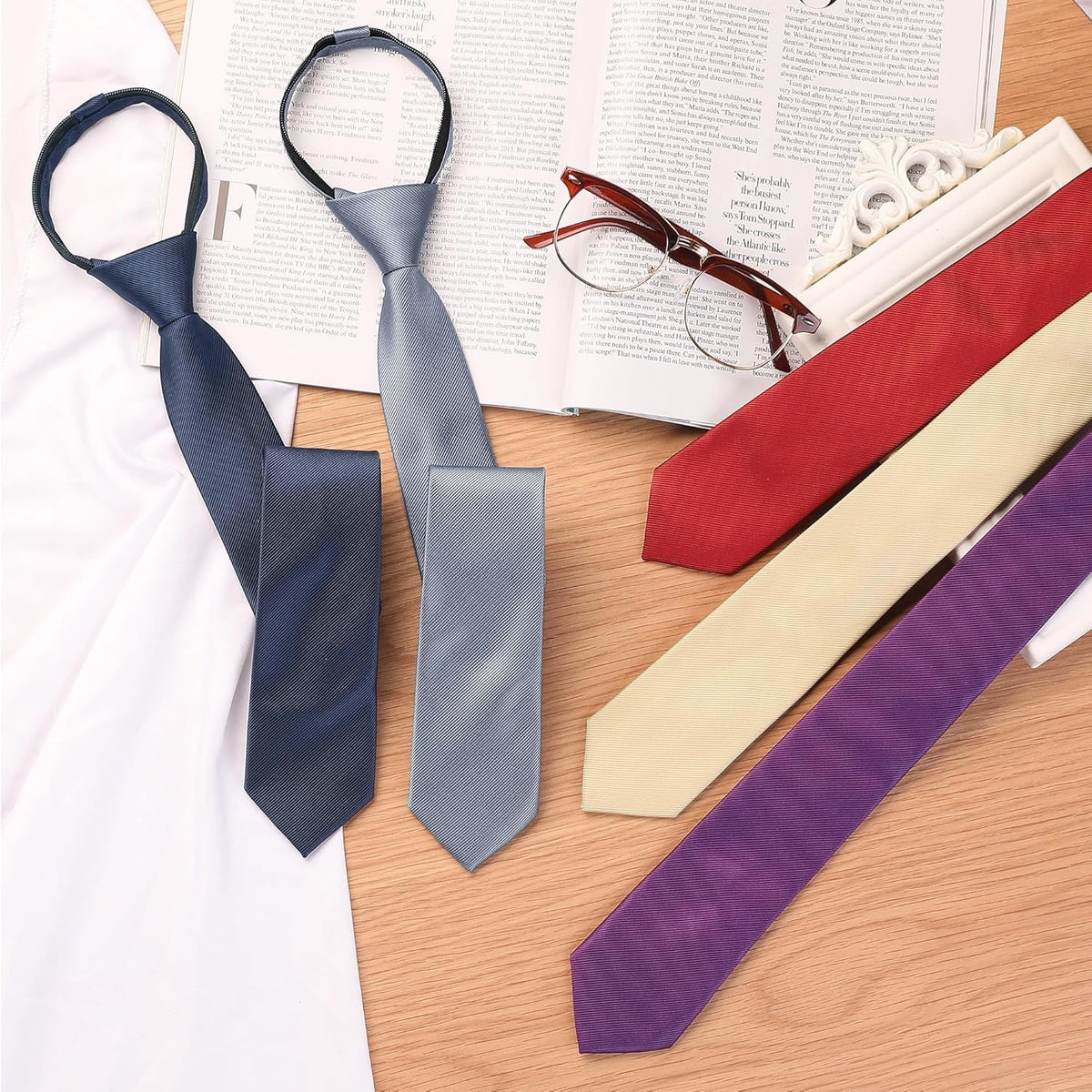 Men'S Skinny Pretied Solid Color Zipper Ties Neck Adjustable Strap Wedding Groom Tie