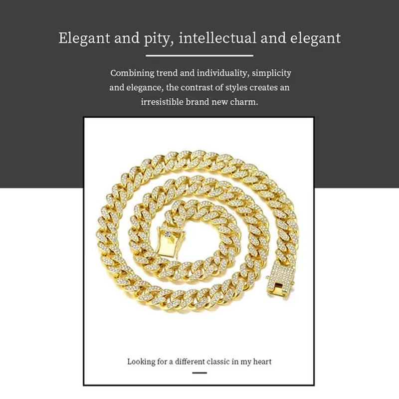 Fashion Hip Hop Iced Out Diamond Full Miami Curb Cuban Chain CZ Bling Rapper Necklaces for Women Men Jewelry
