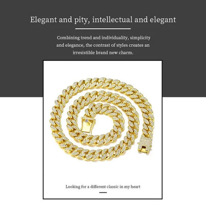 Fashion Hip Hop Iced Out Diamond Full Miami Curb Cuban Chain CZ Bling Rapper Necklaces for Women Men Jewelry