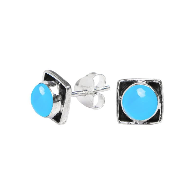 Labradorite Stone Stud Earring, 925 Sterling Silver Stud Earrings for Women Girls, Natural Gemstone Stud Earring, Round Stone Stud Earrings, Gift Jewelry for her