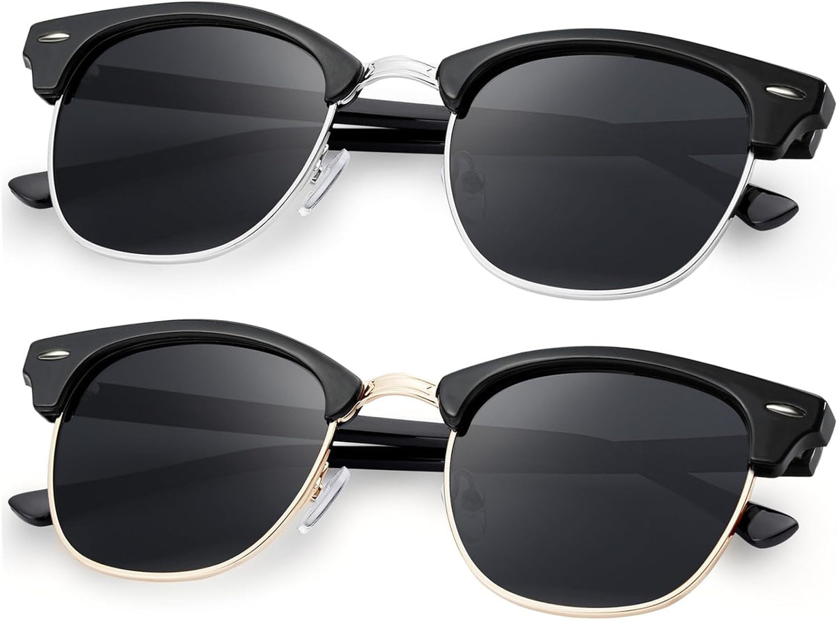 Sunglasses Men and Womens, Polarized Sunglasses for men with UV Blocking Semi-Rimless Frame for Driving & Hiking