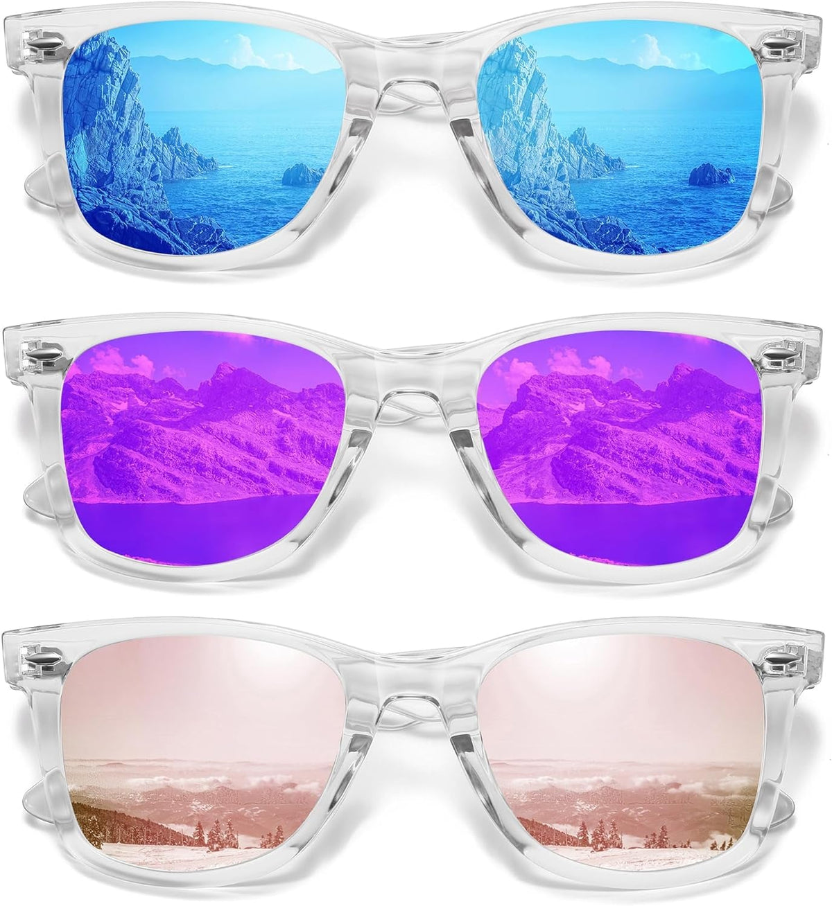 Retro Polarized Sunglasses for Women Men Classic Mirror Lens Driving Trendy Sun Glasses UV Protection (3 Pack)