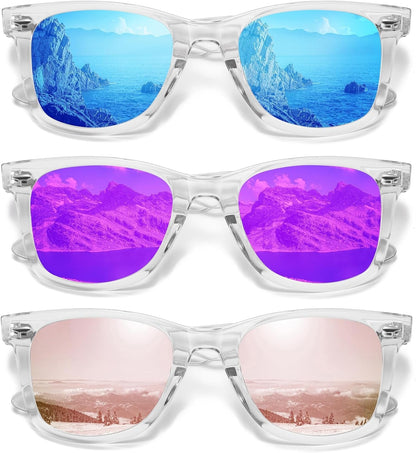 Retro Polarized Sunglasses for Women Men Classic Mirror Lens Driving Trendy Sun Glasses UV Protection (3 Pack)