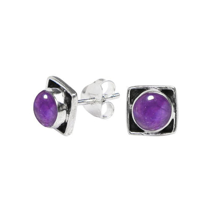 Labradorite Stone Stud Earring, 925 Sterling Silver Stud Earrings for Women Girls, Natural Gemstone Stud Earring, Round Stone Stud Earrings, Gift Jewelry for her