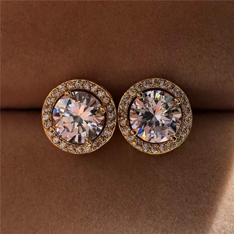 Trendy 1.25 Carat Round Moissanite White Diamond Halo Brilliant Cut Stud Earrings Bridal Wedding Engagement Jewelry Gift