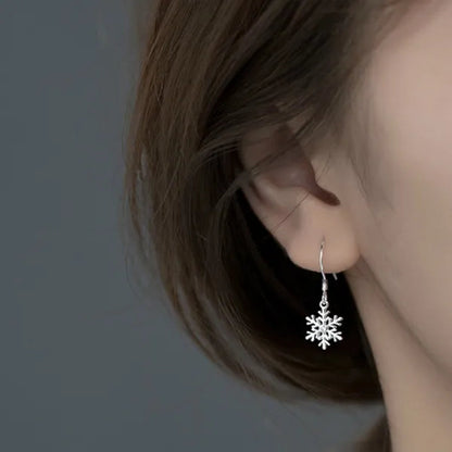 925 Sterling Silver Beautiful Snowflakes Drop Eaerrings for Women Fashion Jewelry Earrings