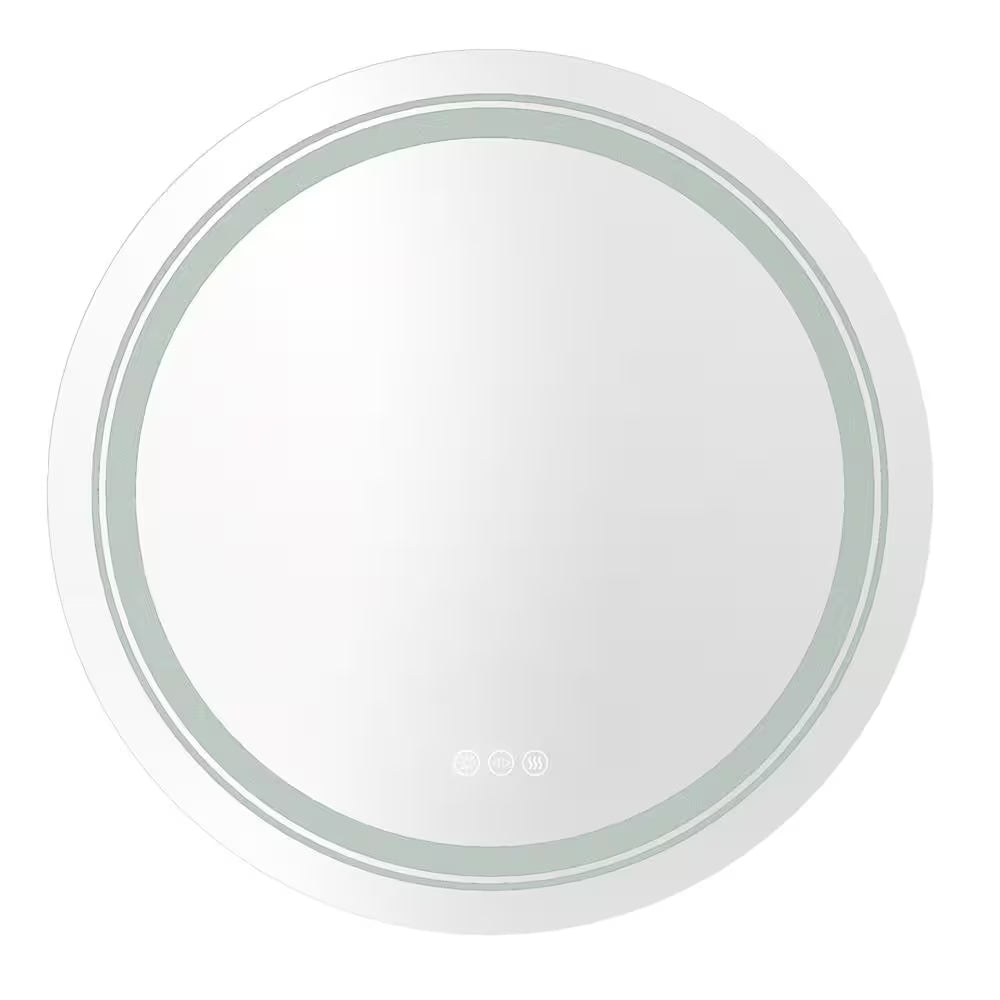 24 In. W X 24 In. H Large round Frameless Light Dimmable Backlit Dual Front LED Wall Bathroom Vanity Mirror Super Bright