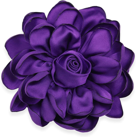Dainty Satin Rose Flower Brooch Pins for Women Delicate Large Camellia Pins Shawl Clips Duckbill Clips Wedding Prom Banquet Party Jewelry Gift