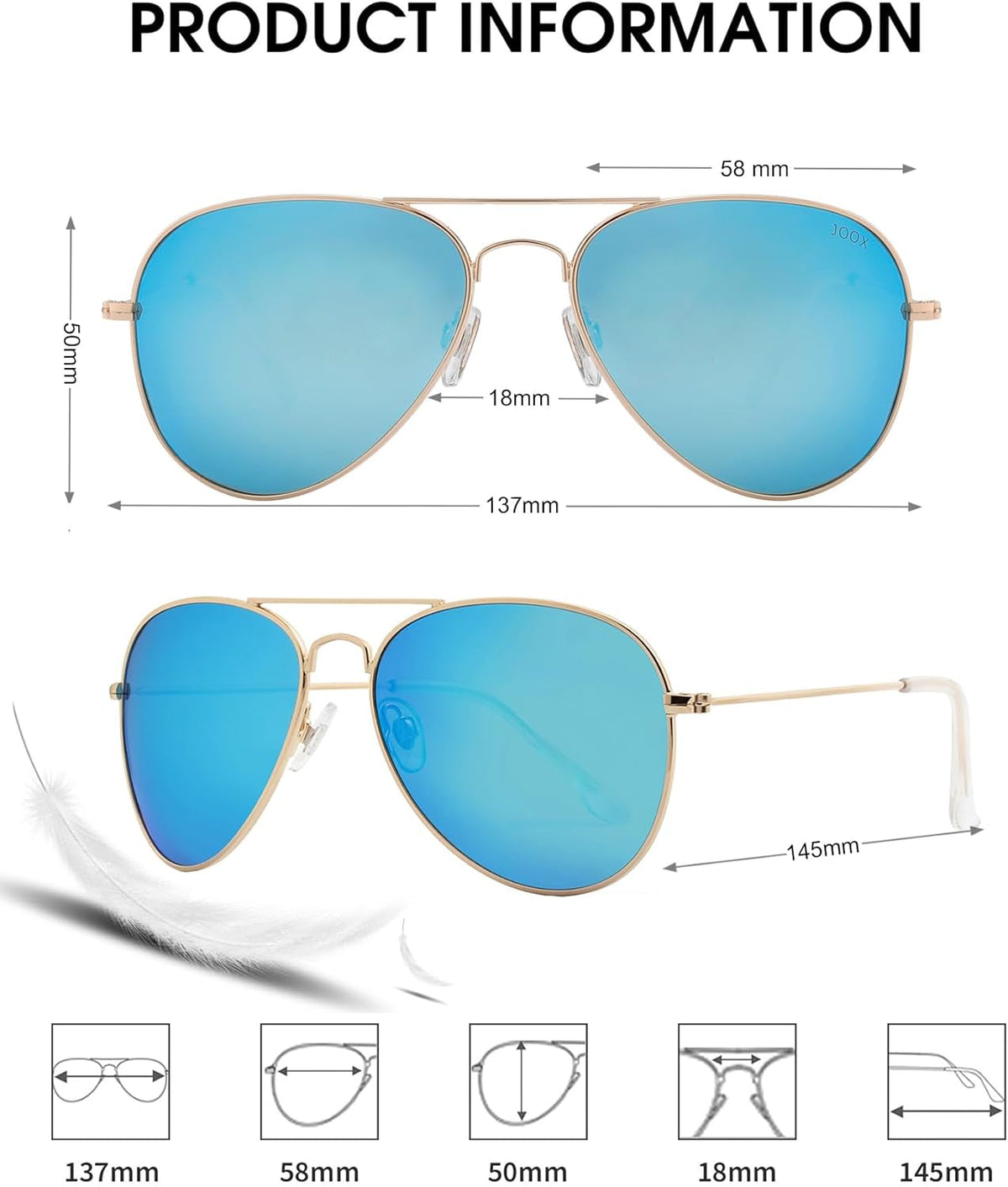 Polarized Aviator Sunglasses for Women Men, UV400 Protection Lens and Lightweight Metal Pilot Frame