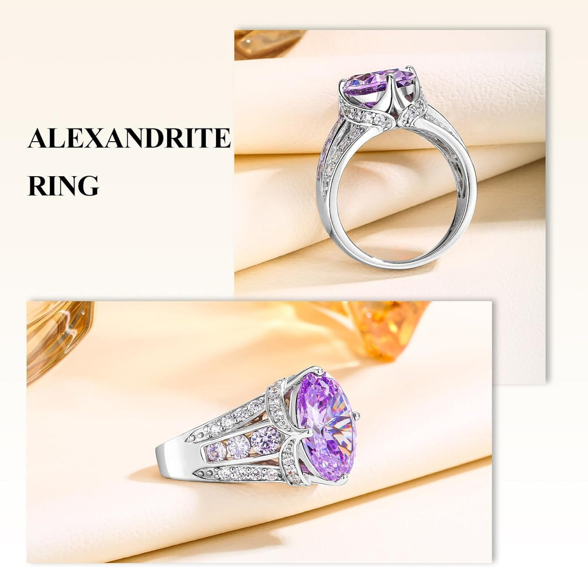 Emerald/Sapphire/Ruby/Tourmaline Rings for Women, 925 Sterling Silver Gemstone Engagement Anniversary Ring Big 6.5-8.5 Carat Birthstone Ring, Size 6 to 10 (Send Gift Box)