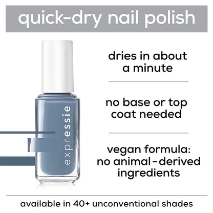 expr, Quick-Dry Nail Polish, 8-Free Vegan, Translucent Lavender Gray, Skip The Track, 0.33 fl oz