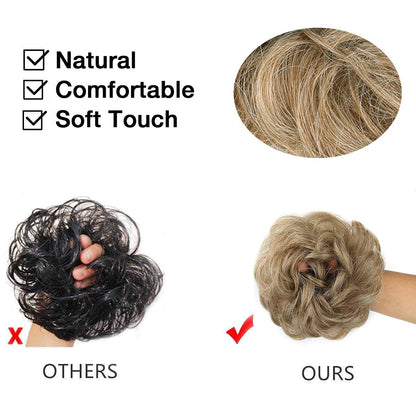 1PCS Messy Hair Bun Hair Scrunchies Extension Curly Wavy Messy Synthetic Chignon for Women (27/613#)
