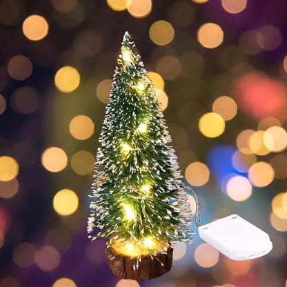 Christmas Green Cedar LED Lights Pine Needle Tree Christmas Decorations Desktop Ornament Gift Mini Christmas Tree Decorations