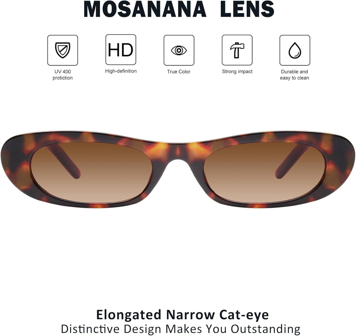 Elongated Narrow Cat Eye Sunglasses for Women MS52357