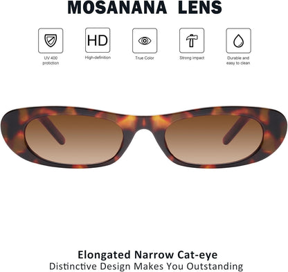 Elongated Narrow Cat Eye Sunglasses for Women MS52357