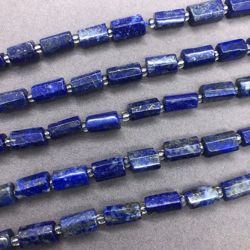 Lapis Lazuli Prism Cube Beads Natural Loose Stone Spacer Diy for Jewelry