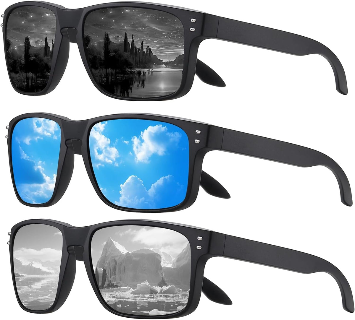 Polarized Sunglasses Men Womens - Retro Square Sun Glasses for Fishing Driving UV Protection
