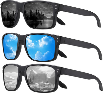 Polarized Sunglasses Men Womens - Retro Square Sun Glasses for Fishing Driving UV Protection