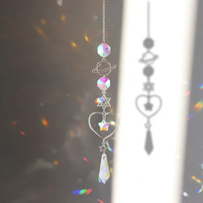 3 Styles Crystal Wind Chime Moon Sun Catcher Diamond Prisms Pendant Dream Catcher Rainbow Chaser Hanging Drop Home Garden Decor Windchime