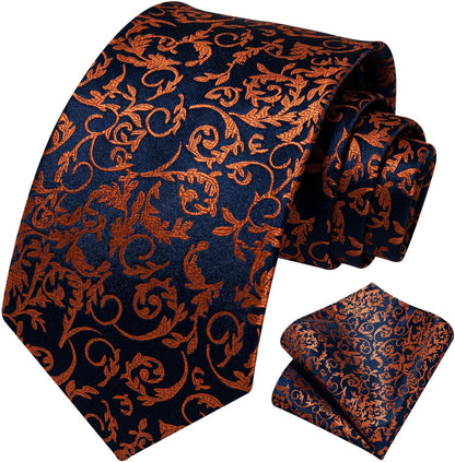 Ties for Men Paisley Floral Tie Handkerchief Classic Woven Business Formal Necktie and Pocket Square Set Wedding
