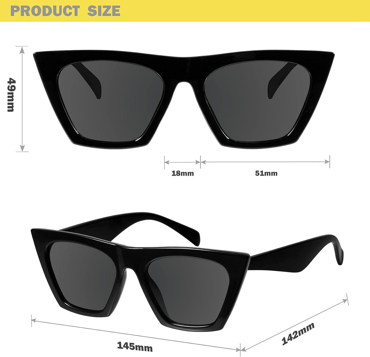 Square Cat Eye Sunglasses for Women Trendy Style Model-Shine