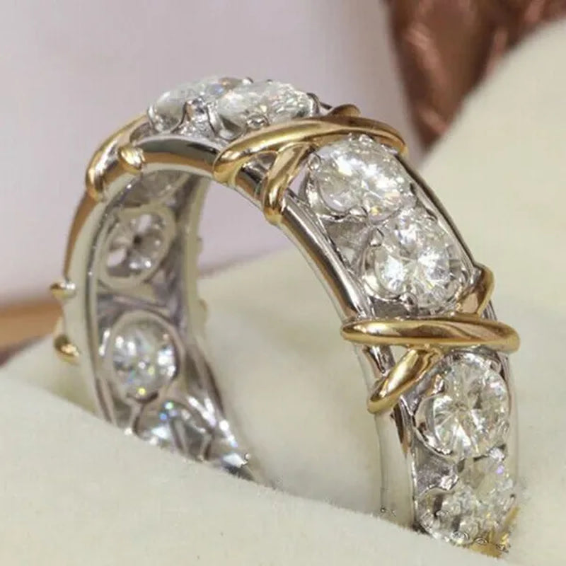 Luxurious Silver Glod Filled Natural Gemstones White Sapphire Wedding Birthstone Bride Flower Engagement Ellipse Ring Jewelry Size 6 7 8 9 10