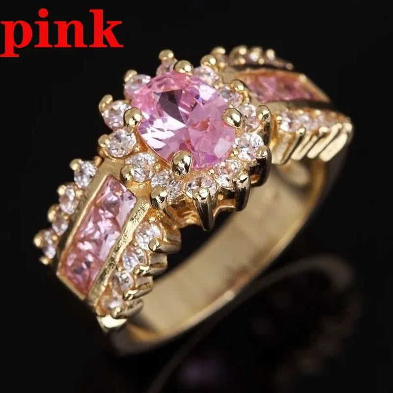 Jewelry Women Men's Blue Sapphire Cz 18K Golden Plated Wedding Rings Sz 7 8 9 10 11 ( Choice Color and Size )
