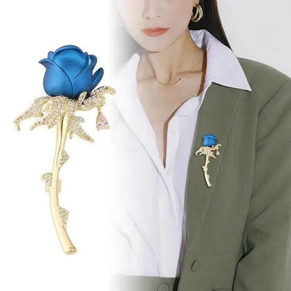 Fashion Diamond Inlaid Rose Brooch Temperament Elegant Flower Tassel Brooch Clothing Accessories Pin Clothing Brooch