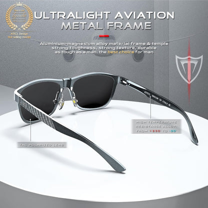 Men'S Retro Metal Frame Driving Polarized Sunglasses for Men Sun Glasses