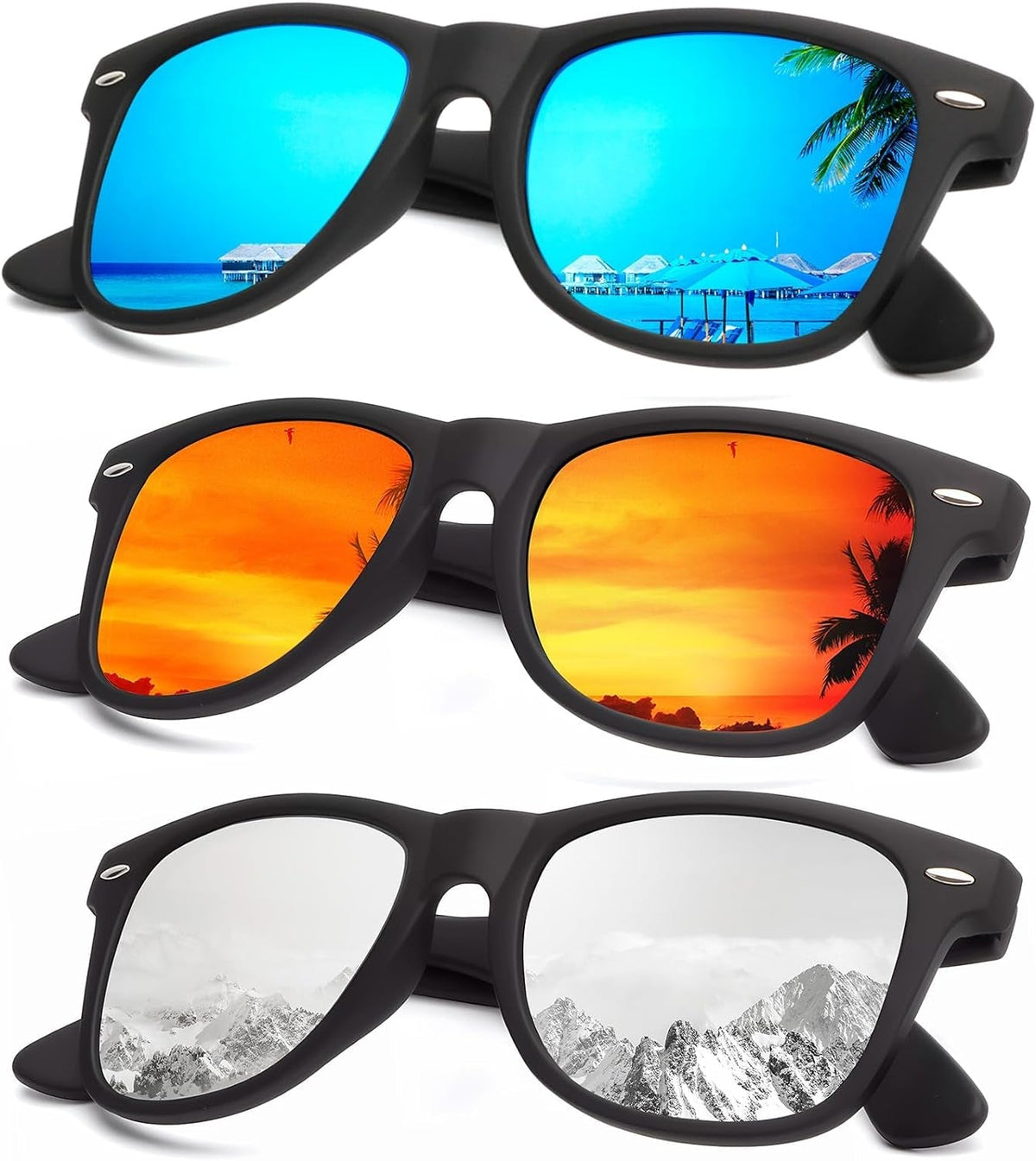 Sunglasses Men Polarized Sunglasses for Men Women Unisex Semi-Rimless Frame Retro Driving Sun Glasses UV Blocking