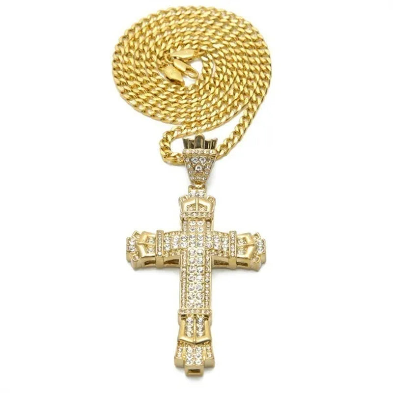 Men's Fashion accessories 925 Silver / Gold DIAMOND Cross Pendant Necklace Chain Cross Necklace