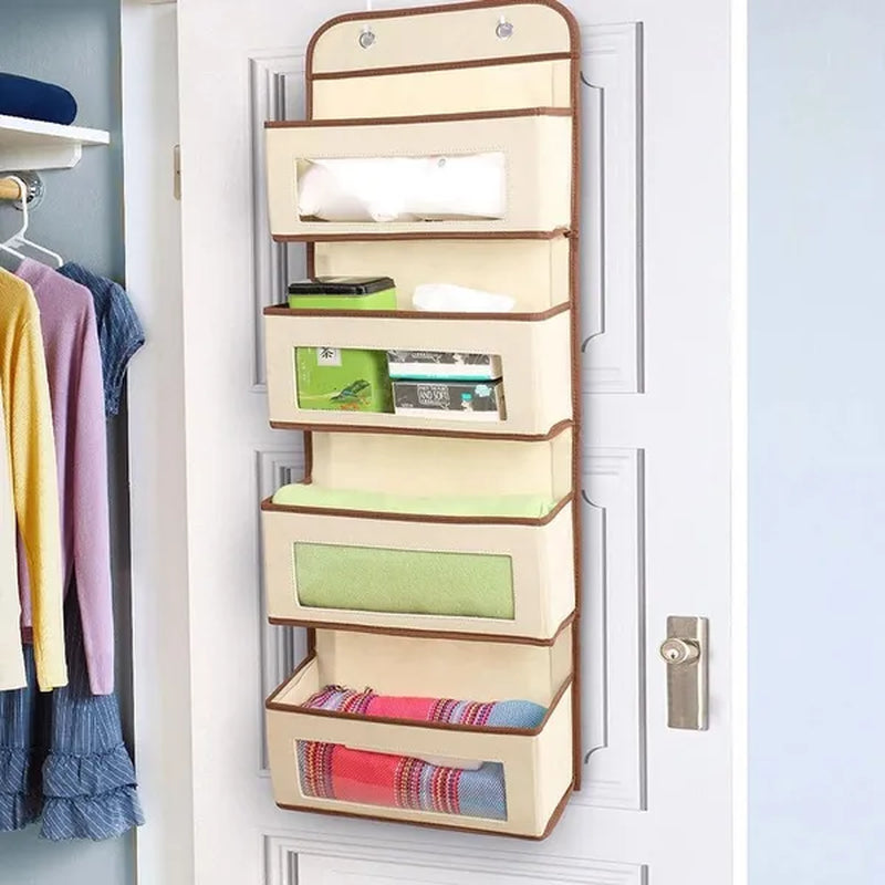 Non-woven Hanging Organizer Fabric Door Wall Hanging Storage Bag Folding Shelf Pocket Closet Hanger Dorm Bath Kitchen Storage 1/2/3/4/5 layers