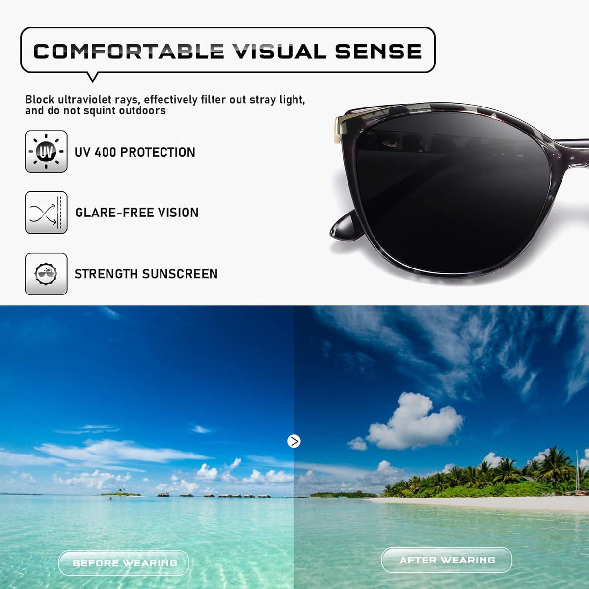 Trendy Cat Eye Sunglasses for Women Fashion Cateye UV400 Protection Glasses CL22017