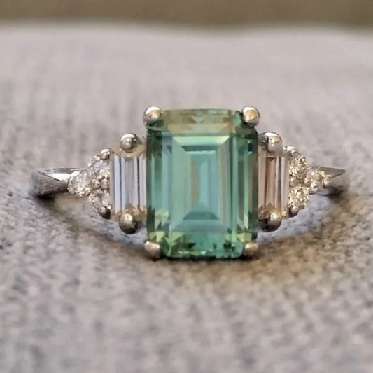 Classic Silver Color Delicate Blue Zircon Women's Ring Anniversary Christmas Gift Beach Party Jewelry Size 6-11 Bague Femme