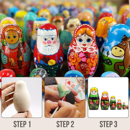 Blank Russian Nesting Dolls Lot of 5 Sets by 6 Pcs - Unpainted Russian Nesting Dolls - Unfinished Wood to Paint - Russian Nesting Dolls to Paint