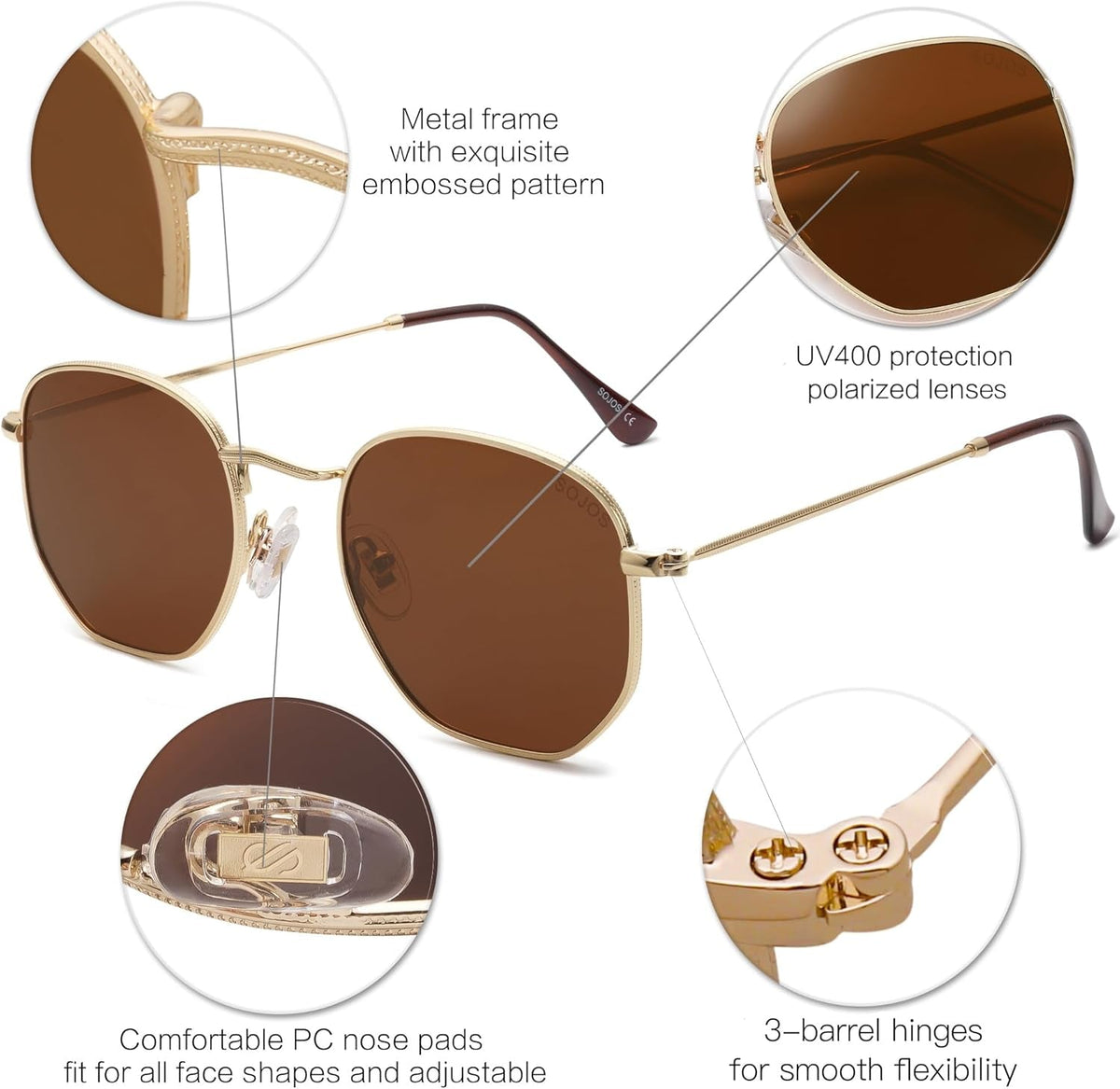 Square Polarized Sunglasses for Women Men Small Hexagonal Polygon Shades SJ1072
