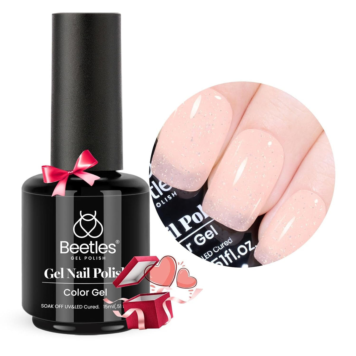 Beetles Neutral Gel Nail Polish 15ml Nude Pink Polish Set Pink Jelly Soak Off U V LED Nail Lamp Translucent Nail Art Gel