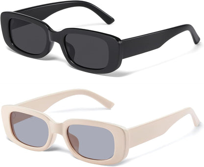 Rectangle Sunglasses for Women Men Trendy Y2k Retro 90s Sun Glasses UV400 Protection Cool Square Frame